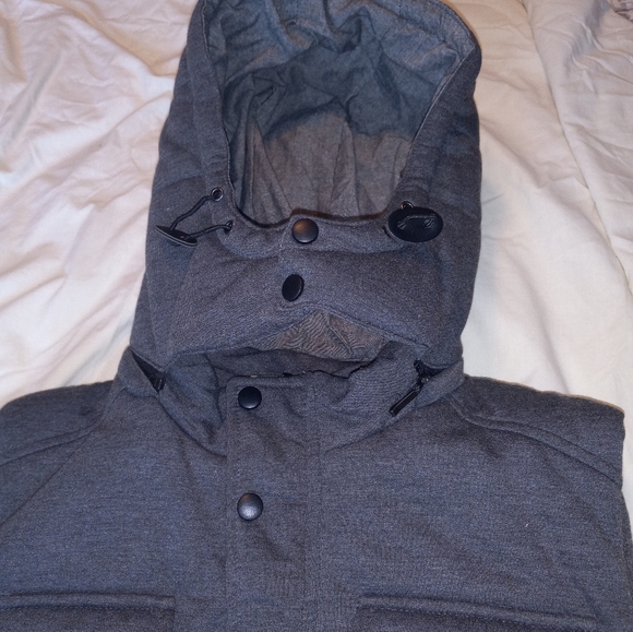 Men's Hooded Vest Jacket Division Size XL Dark Gray, with Removable Hoodie - Picture 3 of 7